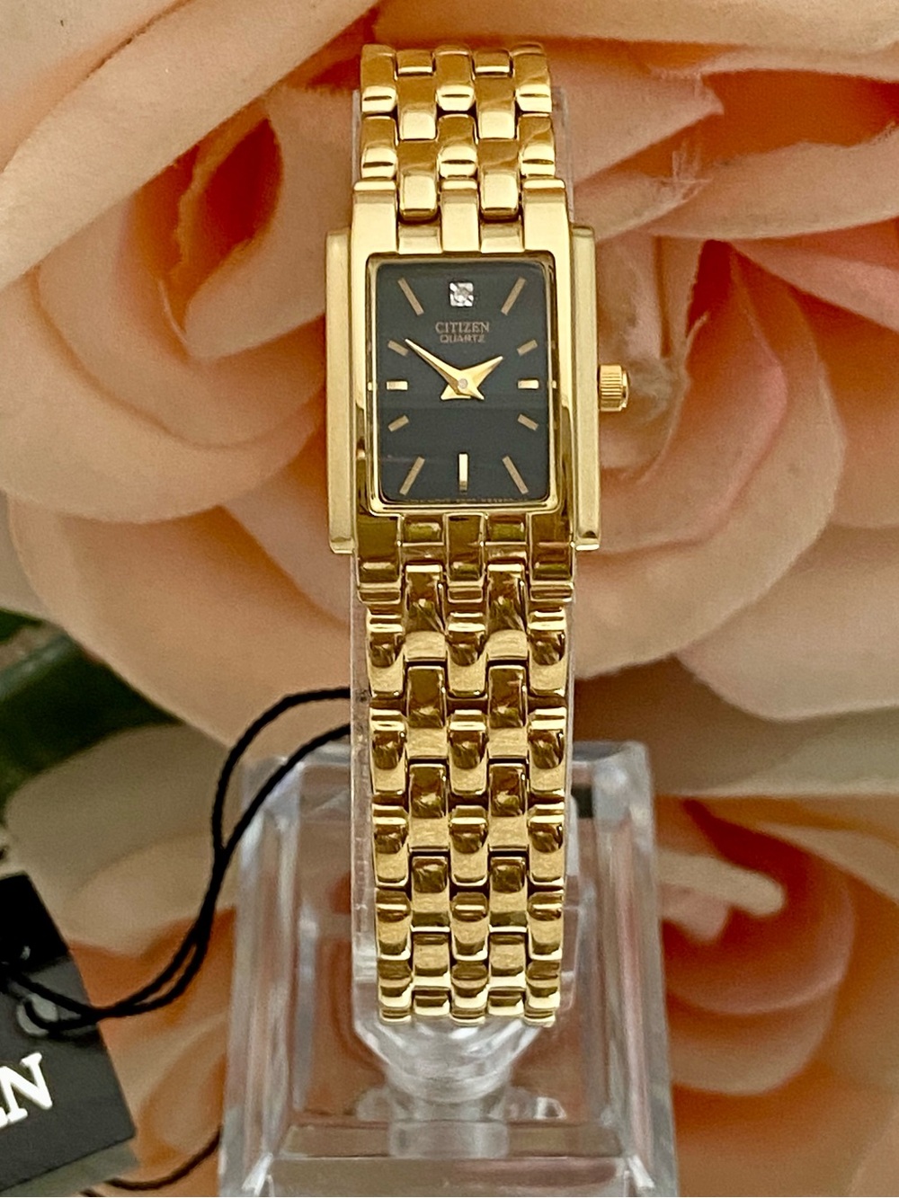 Vintage Citizen Diamond Accented Dial Tank Style Dress Watch with Box - Picture 3 of 16